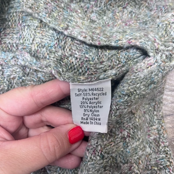 Johnny Was‎ Calme Basket Weave Knit Poncho Sweater Sage Green One Size NWT - Picture 10 of 11